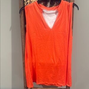 Orange Sleeveless Muscle Tee with Cut Out